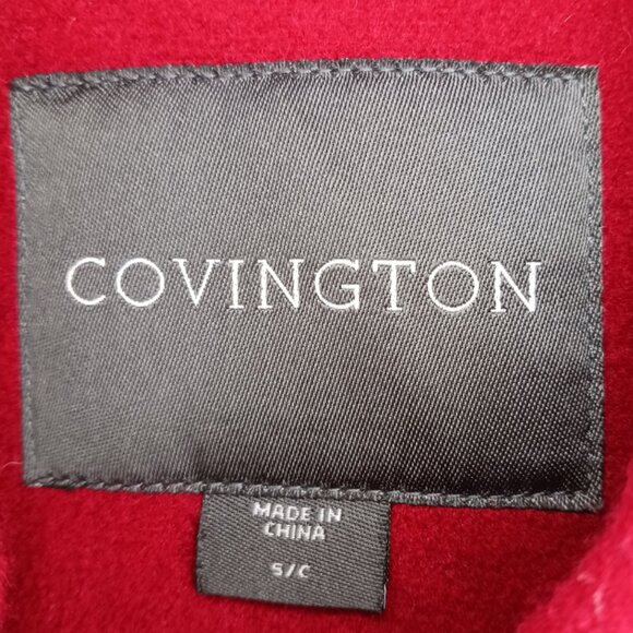 Covington Womens Small Pea Coat Red Button Front Closure Collared - Picture 3 of 11